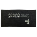 Black 30"x60" Promotional Terry Velour Beach Towel/ 11 Lb per Doz.